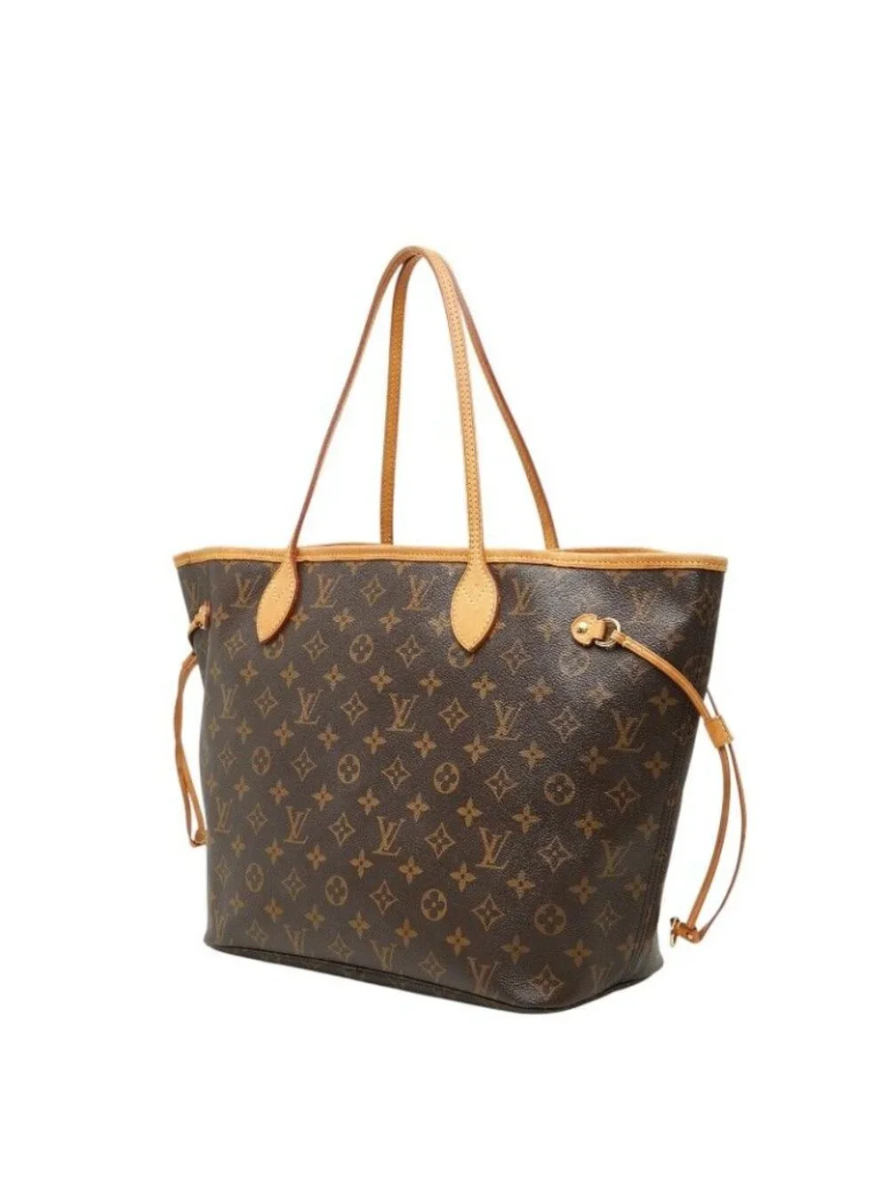 Louis Vuitton Monogram Neverfull MM Shoulder Bag Tote Brown Leather